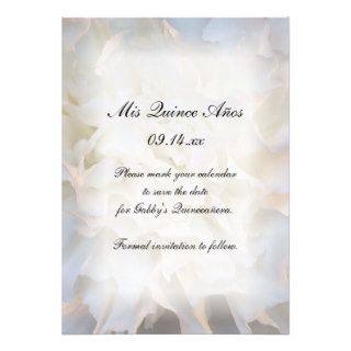 White Floral Quinceañera Save the Date Custom Invites