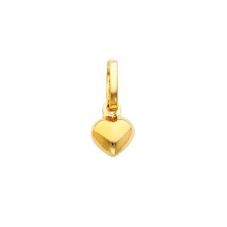 14K Yellow Gold Tiny Heart Charm Pendant Jewelry