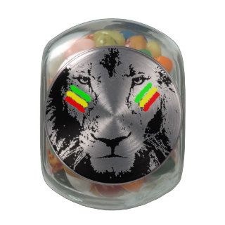 Conquering Lion Rasta Jelly Belly Glass Jar