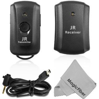 IR Infrared Wireless Remote Control Shutter Release (RR 80 Replacement) for FUJIFILM X S1 X E1, FinePix HS30EXR HS33EXR HS25EXR HS28EXR HS20EXR HS22EXR S205EXR S200EXR S100FS S9000 S9100 S9500 S9600 + MagicFiber Microfiber Lens Cleaning Cloth  Camera And 
