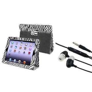eForCity Black / White Zebra Leather Case with FREE Black In ear (w/on off) Stereo Headsets Compatible with Apple® iPad® 3rd generation / The new iPad®: Computers & Accessories