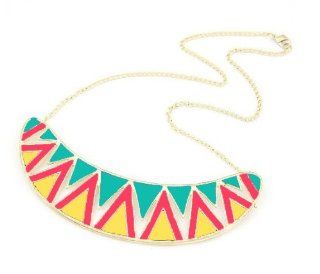 Womens Colorful Rainbow Enamel Triangle Hollowed Gold Metal Bib Collar Necklace(WP F81): Jewelry