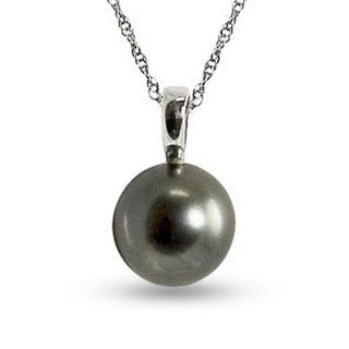 10mm Cultured Tahitian Pearl Pendant in 14K White Gold   18