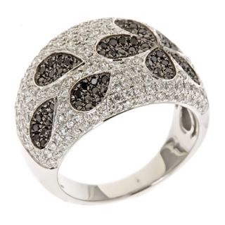 CT. T.W. Enhanced Black and White Diamond Flower Petals Ring in