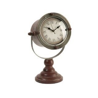13.75" Antique Style Wooden Spotlight Shaped Roman Numeral Desk Clock  