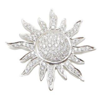 Womens 1.45ctw 14k White Gold Sunflower diamond pendant LP495 33mm wide and 35mm long: AM: Jewelry