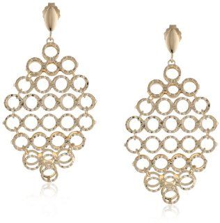14k Italian Yellow Gold Multi Circle Chandelier Dangle Earrings: Jewelry