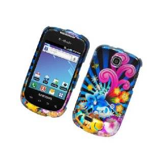  Samsung Dart T499 SGH T499 Blue Pink Flower Burst Glossy Cover Case Cell Phones & Accessories