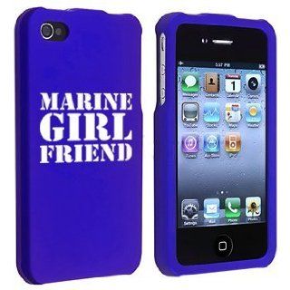 Apple iPhone 4 4S Blue Rubber Hard Case Snap on 2 piece Marine Girlfriend: Cell Phones & Accessories