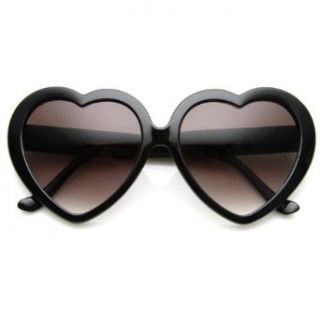 zeroUV   Large Oversized Womens Heart Shaped Sunglasses Cute Love Fashion Eyewear (Black) Shoes