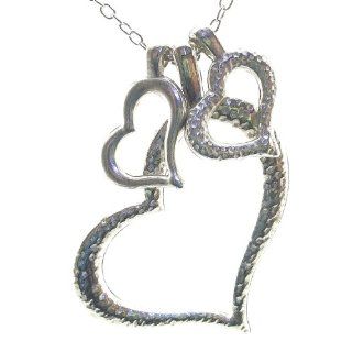 Daisy Jewel Trio of Hearts Silver Charm Necklace with 18 to 20 Inch Adjustable Chain with Lobster Clasp: Jewelry