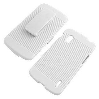 Rubberized Hard Shell Case w/ Holster for LG Nexus 4 E960, White: Cell Phones & Accessories