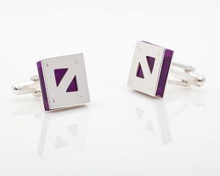 silver and perspex triangle cufflinks by nicola hurst designer jewellery