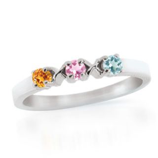 Personalized Birthstone Flower Mothers Ring in 10K Gold (3 7 Stones