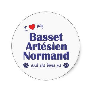 I Love My Basset Artesien Normand (Female Dog) Round Sticker
