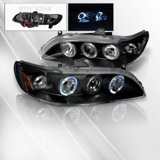 Honda Accord 98 99 00 01 02 Projector Headlights /w Halo/Angel Eyes ~ pair set (Black): Automotive