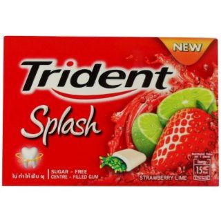 Trident Splash Chewing Gum Strawberry Lime Flavor Sugar Free (Pack of 10) : Grocery & Gourmet Food