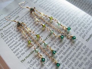 hypoallergenic vintage emerald green chandeliers earrings by ilu