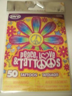 Savvi Peace, Love & Tattoos ~ Flower on Yellow (50 Tattoos; 3.25" x 4.25"): Toys & Games