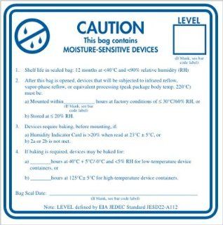 Caution Moisture Sensitive Devices, White Litho Paper Label, 500 Labels / Roll, 3" x 3"  Shipping Labels 