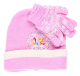 Disney's Princess Belle, Cinderella, and Aurora Knitted Beanie Ski Hat and Gloves Winter Set for Kids, Age 3 6: Clothing