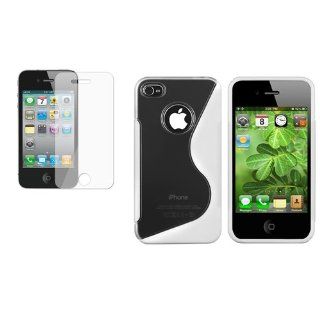 CommonByte Clear/Frost White S Shape TPU Case+Anti Glare Protector For iPhone 4 4th G 4S: Cell Phones & Accessories