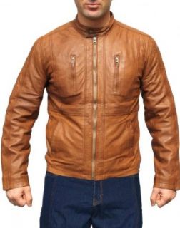 Men Leather Jacket, Fashion Sheep Skin Lamb Nappa Leather, Color: Brown at  Mens Clothing store