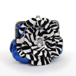 Montana West Rustic Couture Zebra Flower Clutch Evening Purse Blue: Shoes