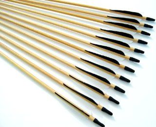 12 Shiny Black Handsome, Premium Wood Arrows with Turkey Feathers & Stainless Steel Field Points    for Recurve, Compound, or Long Bow. 40 75 # Spine Weight. 30 Inches. : Hunting Arrows : Sports & Outdoors