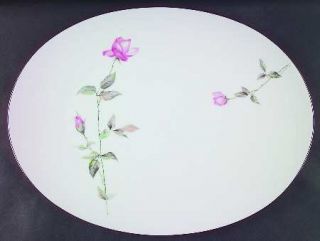 Sango Dawn Rose 16 Oval Serving Platter, Fine China Dinnerware   Pink Rosebuds,