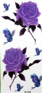 GGSELL YiMei Purple rose and butterfly temporary tattoos: Toys & Games