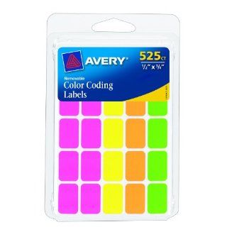 Avery Removable Color Coding Labels, Rectangular, Assorted Colors, Pack of 525 (06721) : All Purpose Labels : Office Products