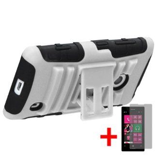 NOKIA LUMIA 521 WHITE BLACK HYBRID ARMOR KICKSTAND COVER HARD GEL CASE +FREE SCREEN PROTECTOR from [ACCESSORY ARENA]: Cell Phones & Accessories