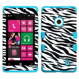[Nook24] Zebra Skin/Tropical Teal TUFF Hybrid phone protector cover with FREE Screen Protector + Cute Ballpen FOR Nokia Lumia 521 Cell Phones & Accessories
