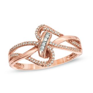 CT. T.W. Diamond Looping Ribbon Ring in 10K Rose Gold   Zales