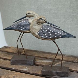 set of two spotted wooden birds looking back by marquis & dawe