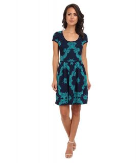ROMEO & JULIET COUTURE S/S Printed Engineered Knit Dress Womens Dress (Green)