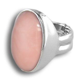Sterling Silver Pink Opal Oval Ring by Sajen, Size 7: Jewelry