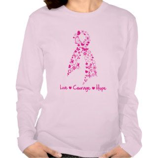 Love Courage Hope Butterfly Ribbon   Breast Cancer T shirt