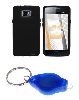 Premium Black Silicone Soft Skin Case Cover + Atom LED Keychain Light for Samsung Galaxy S II SGH I777 (AT&T): Cell Phones & Accessories