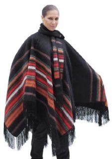 Ethnic Natural Alpaca Wool Poncho Cape Cloak with matching Scarf Black One Sz at  Mens Clothing store: Apparel Accessories