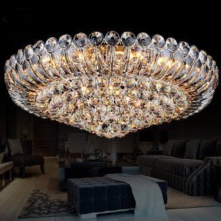 New! Modern Luxury K9 Crystal Ceiling Light Fixture Large LED Lighting Living Room Lights Chrome D 23.5 * H9.4 Inch 110 240 V   Chandeliers  