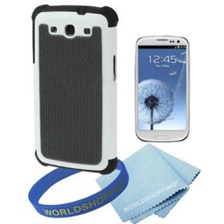 Worldshopping Hybrid Dual Layer Gel Silicone Hard Plastic Case Cover for Samsung Galaxy SIII i9300 (AT&T, T Mobile, Sprint, Verizon)   White / Black + Free Accessory, Gifts from Worldshopping Cell Phones & Accessories