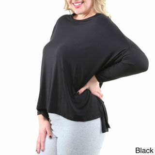 24/7 Comfort Apparel 24/7 Comfort Apparel Womens Plus Size Oversized Long Sleeve Dolman Top Black Size 2X (18W  20W)
