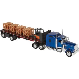 Die-Cast Truck Replica — Kenworth W900 Flatbed with Forklift, 1:32 Scale, Model# SS10263A  Kenworth Collectibles