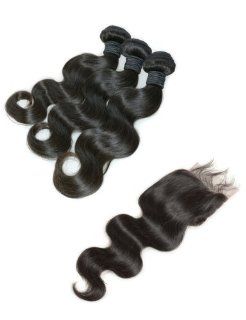 New Star Virgin Brazilian Body Wave Hair Extension Mixed Length With One Closure   12", 12", 12", 10" : Beauty