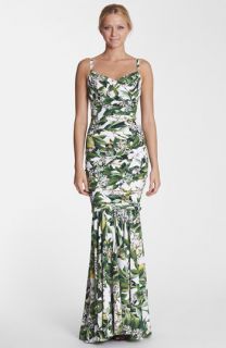 Dolce&Gabbana Lemon Print Ruched Gown