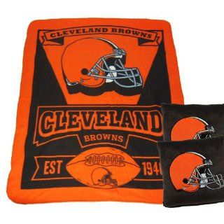 A set of 3 Piece Gift Set 2 NFL Team Pillows and 1 NFL Fleece Throw Team Blanket   Cleveland Browns Automotive
