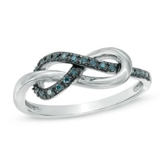 10 CT. T.W. Enhanced Blue Diamond Infinity Knot Ring in Sterling