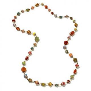 BAJALIA "Caymile" Paper Bead and Glass Stone 50 1/2" Necklace